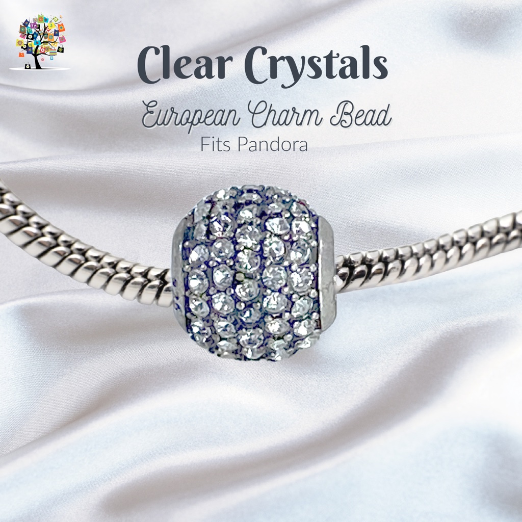 European Charm Bead 925s Pave Austrian Crystals